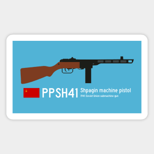 PPSH41 Shpagin machine pistol Historical 1941 Soviet Union machine gun USSR white. Magnet